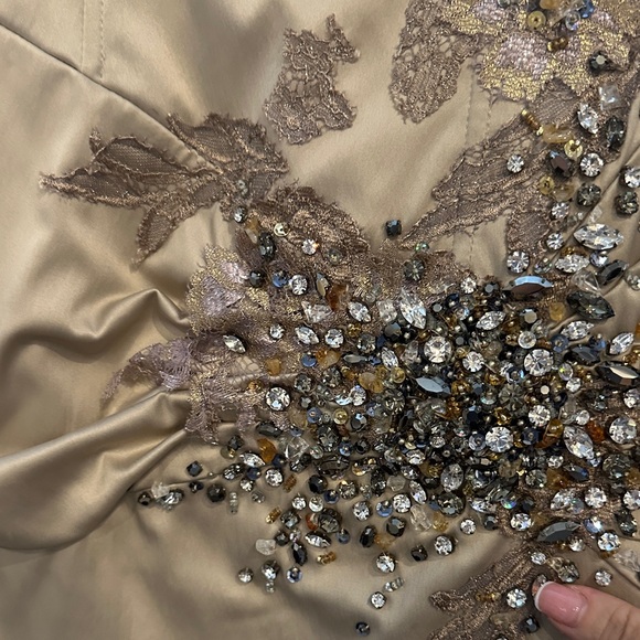 VINTAGE Mandalay (2007) Beaded and Lace Midi Dress in Tan - Picture 6 of 13